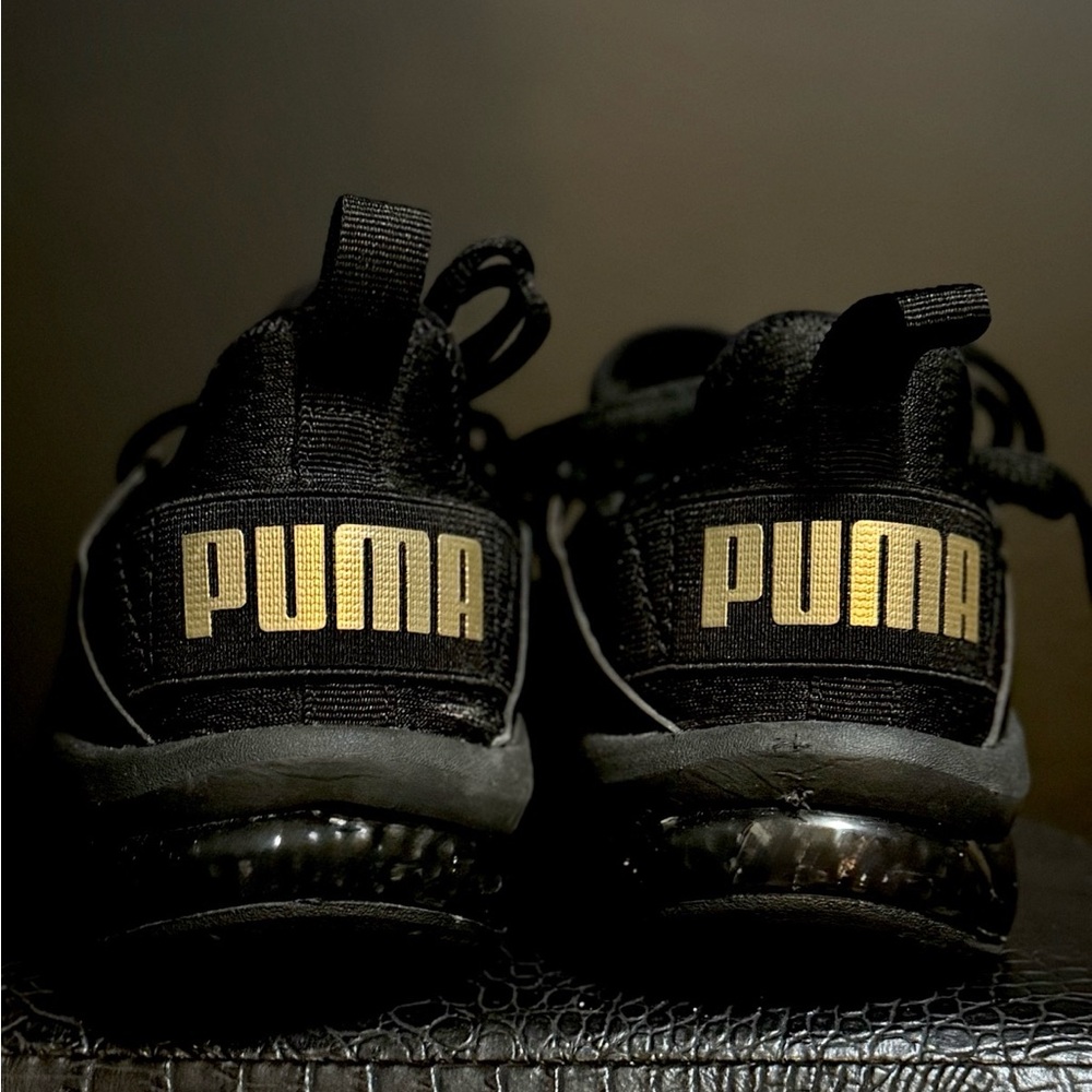 Puma Black and Gold Running Shoes